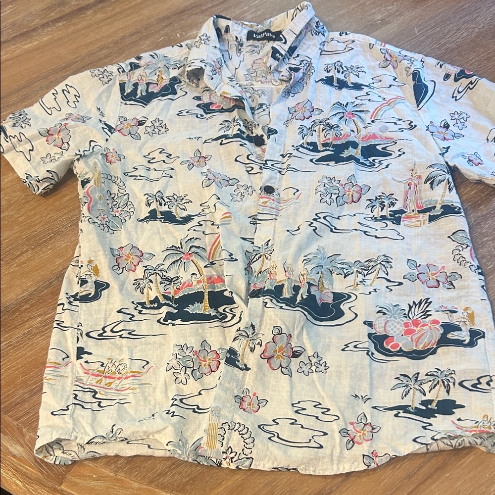 Tropical Print Casual Button Down Shirt